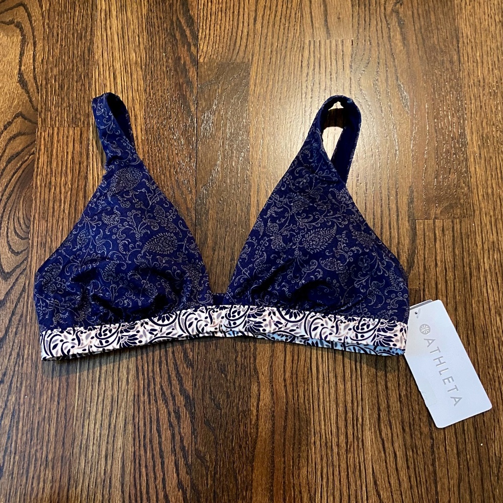 NWT ATHLETA bikini top blue paisley size medium - Picture 1 of 10